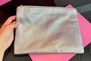 Faux Pebble  Leather Clutch Silver