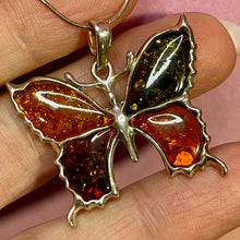 Load image into Gallery viewer, Sterling Multi Color Amber Butterfly &amp; Chain
