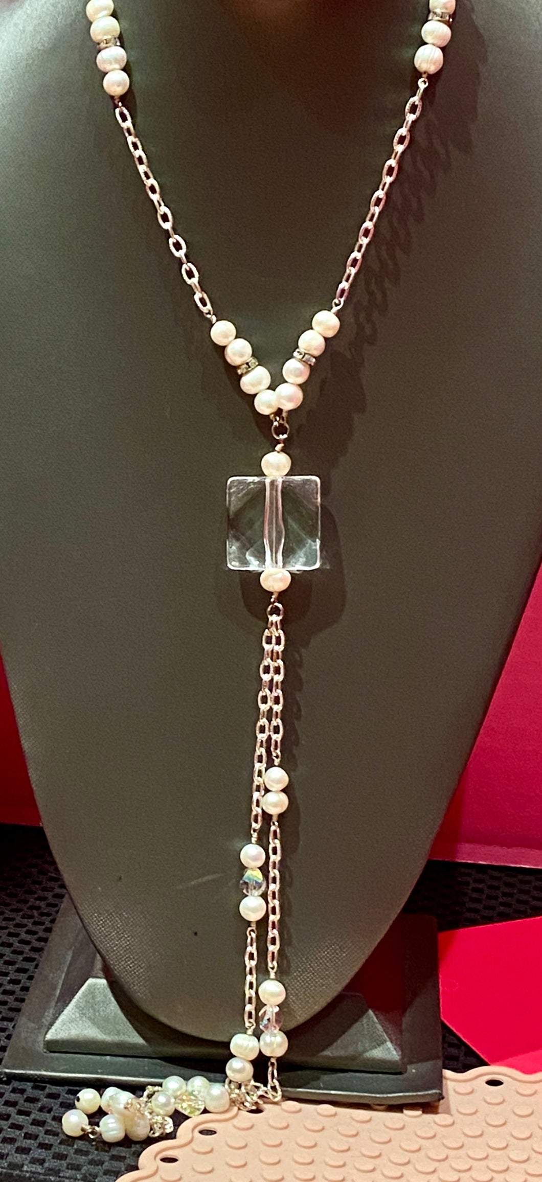 Freshwater Pearl Square Tassel Necklace