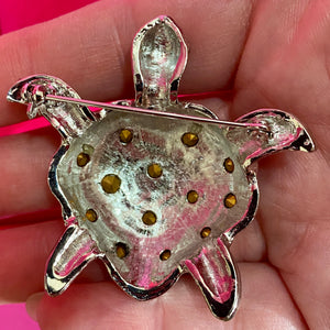 Rhinestone Turtle Pin