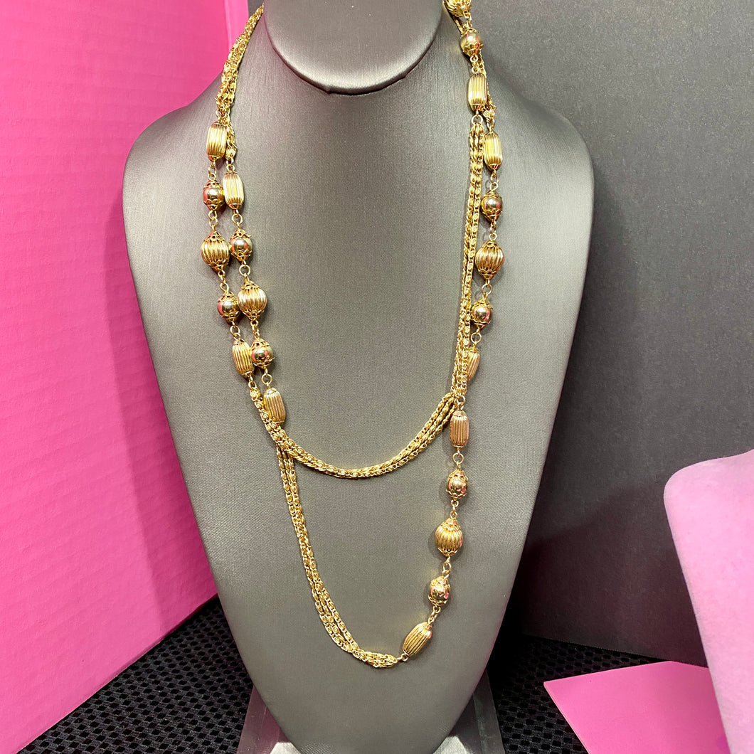 Mixed Link Very Long Necklace Circa 1970