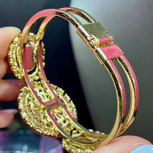 Rhinestone & Glass Clamper Bracelet
