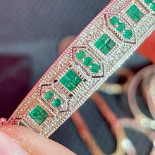 Load image into Gallery viewer, SS Emerald Diamond Bangle Bracelet
