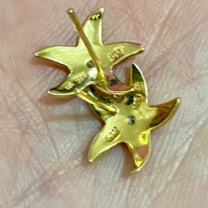 14K Gold Diamond Star Earrings