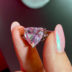 SS Rare Fancy Cut Amethyst Ring With Side Stones