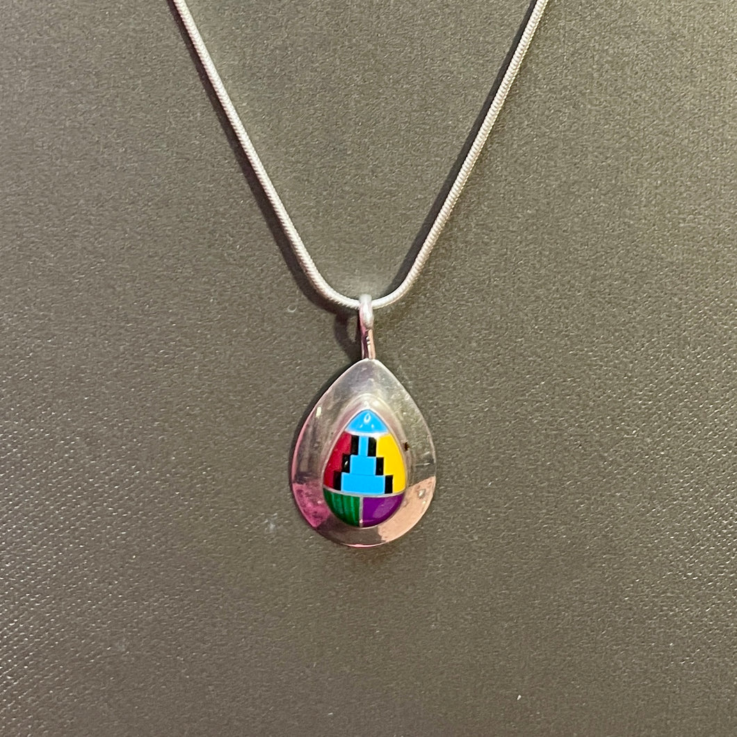 SS Inlaid Pendant & Chain