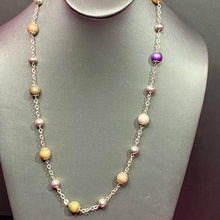 Load image into Gallery viewer, Sterling  Multi Color Bead Station Necklace

