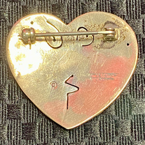 Signed Sterling Heart Pin 8g