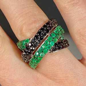 Sterling GREEN & Black Spinel Ring 6