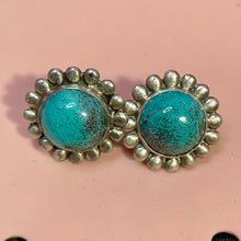 Load image into Gallery viewer, Old Sterling Turquoise Large Earrings
