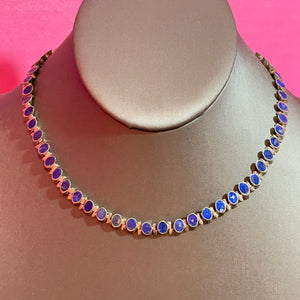SS Inlaid Lapis Older Necklace