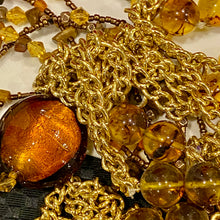 Load image into Gallery viewer, Group Of Golden Glass Crystal &amp; Chain Necklaces
