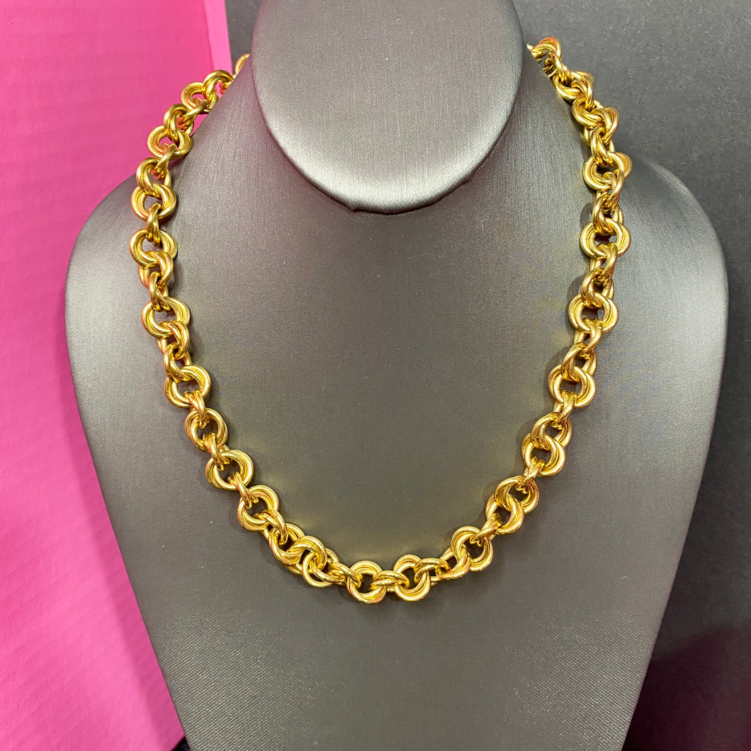 High End Chunky Link Necklace Signed