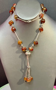 Sterling Hardstone Agate Or Carnelian Spectacular Necklace