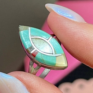 SS Inlaid Ring Size 6