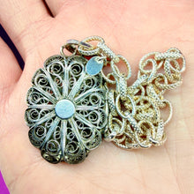 Load image into Gallery viewer, Sterling Chunky Paperclip Bracelet W Antique Sterling Locket Charm
