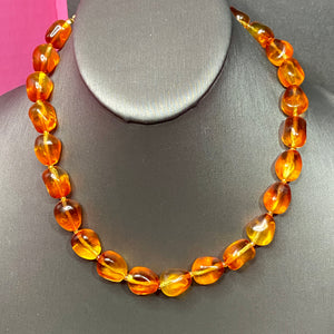 Amber Glass Beaded Necklace