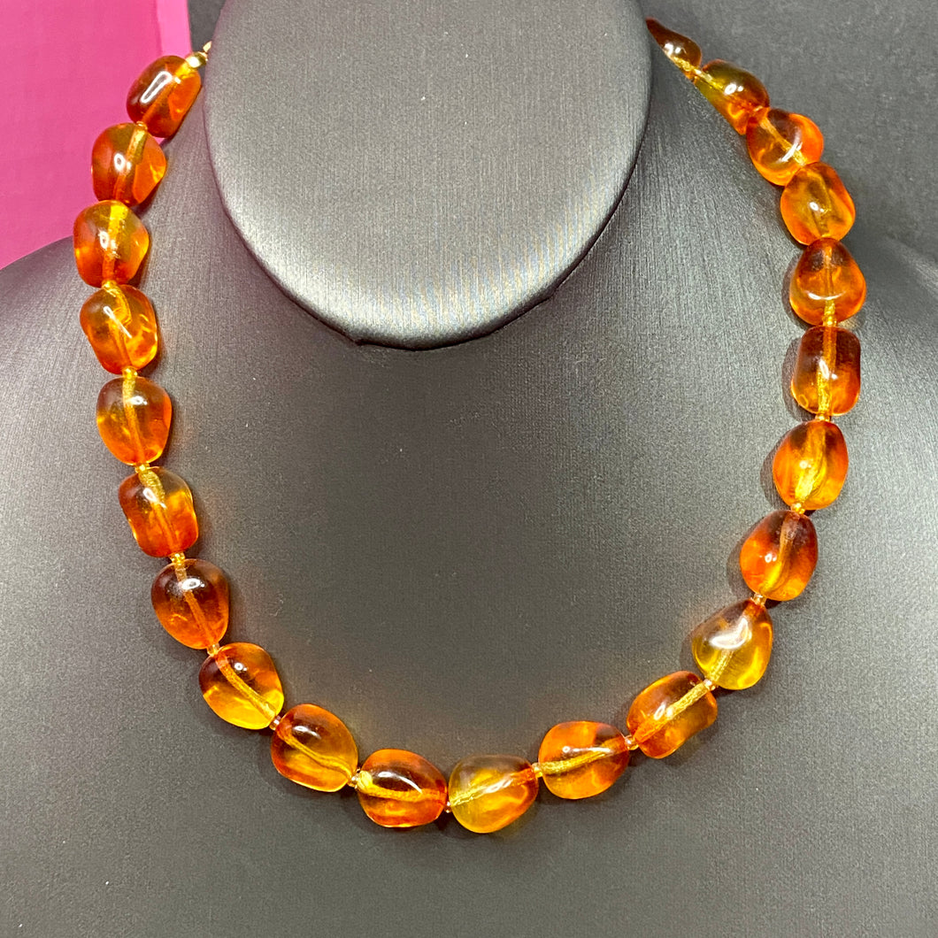 Amber Glass Beaded Necklace