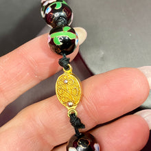 Load image into Gallery viewer, Long Black Cloissonne&#39; Necklace Gilt Clasp
