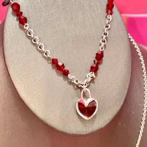 SS Red Crystal Necklace & Bracelet