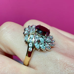 SS Vermeil Garnet CZ Cocktail Ring