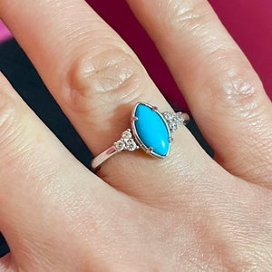 Dainty Turquoise Spinel Ring SS