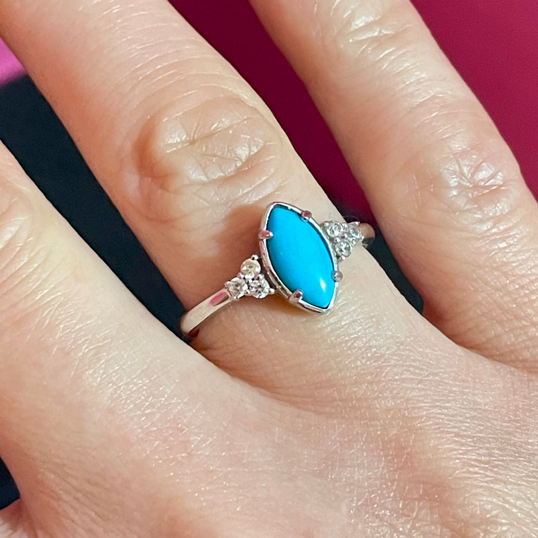 Dainty Turquoise Spinel Ring SS