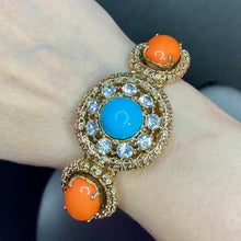 Load image into Gallery viewer, Rhinestone &amp; Glass Clamper Bracelet

