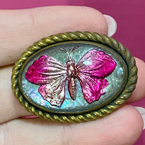 Very Special Old & Bright Goofus Glass Butterfly Pin