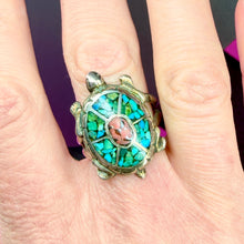 Load image into Gallery viewer, Sterling Inlaid Turtle Ring
