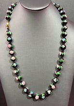 Load image into Gallery viewer, Long Black Cloissonne&#39; Necklace Gilt Clasp
