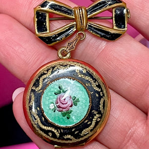 Old Enamel Locket Pin