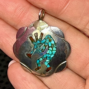 SS Kokopelli Inlaid Pendant