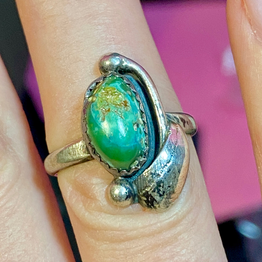 From Consigner Collection Older Sterling Turquoise Ring Size 5.25