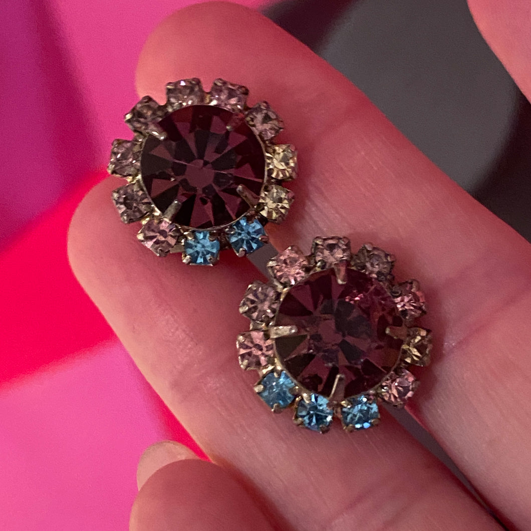 Mixed Rhinestone Stud Earrings