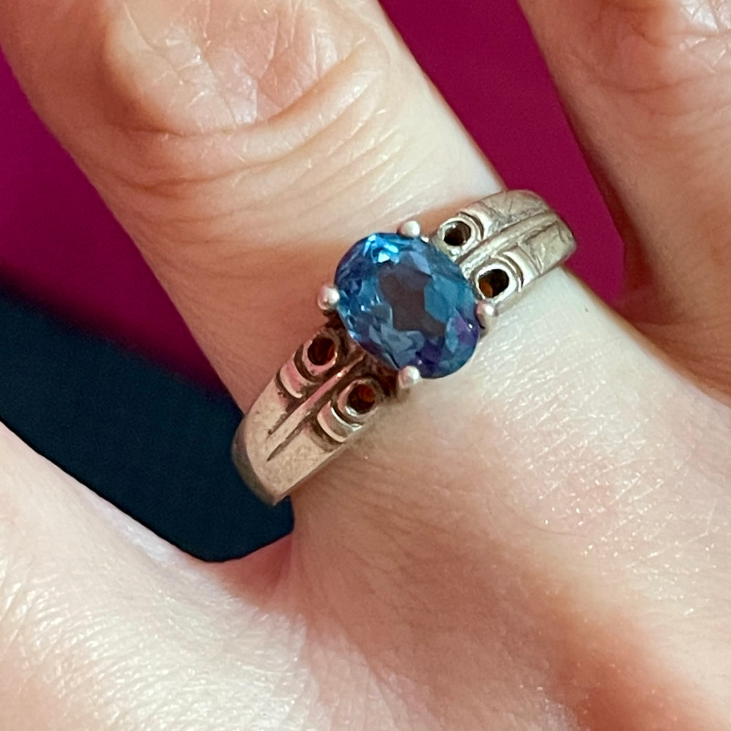 SS Looks Handmade Blue Topaz Ring