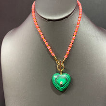 Load image into Gallery viewer, ❤️ Malachite CZ Coral Heart Necklace
