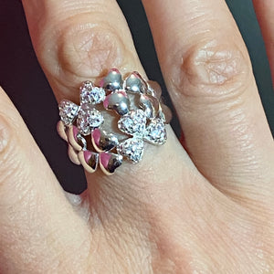 SS CZ Heart Cluster Ring 8