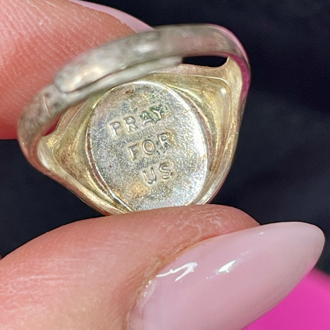 Sterling Pray For Us Hidden Message Ring