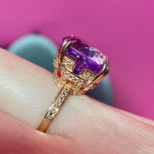 Load image into Gallery viewer, Very Fancy Rose Gold Vermeil SS Amethyst Ring
