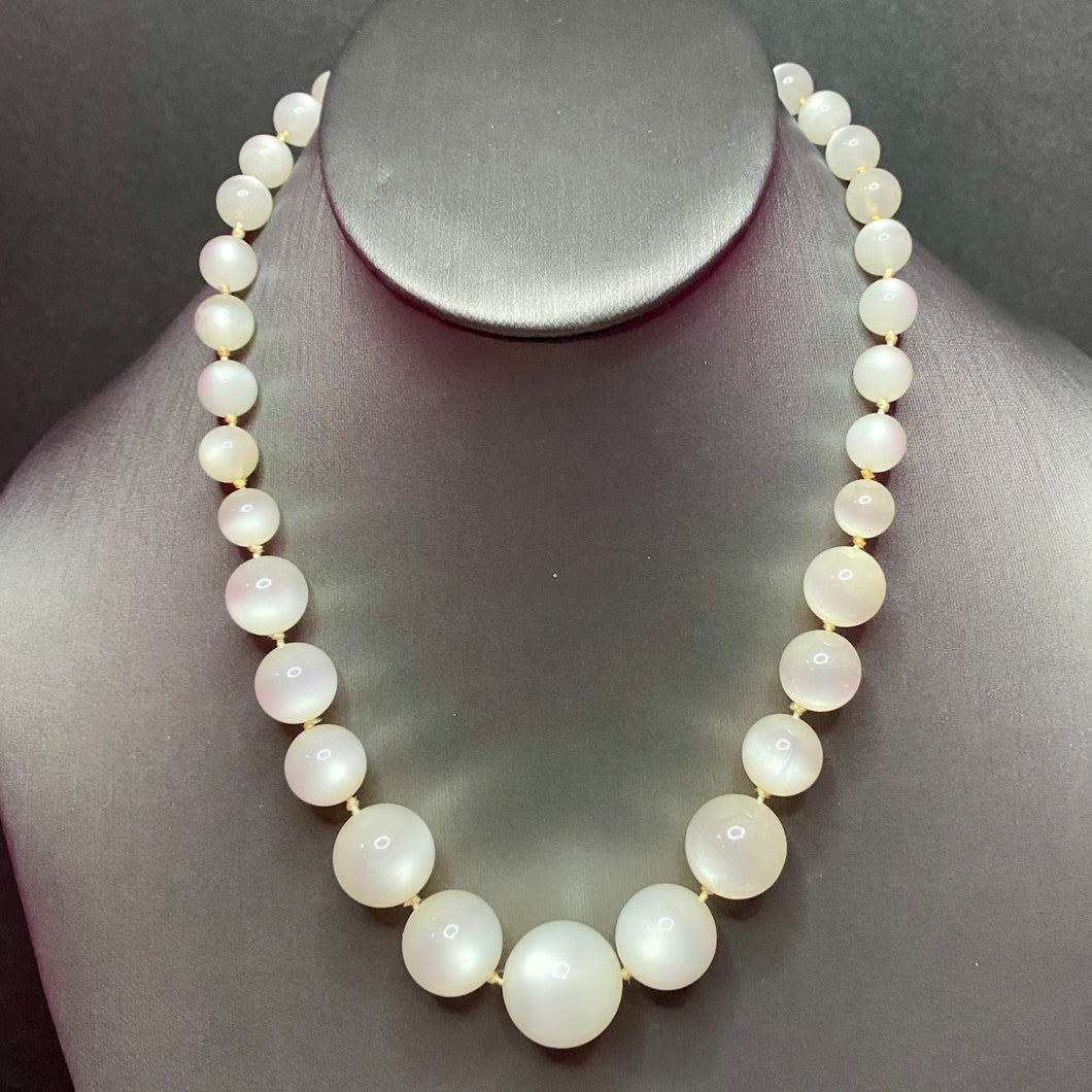 Wonderful Old Bright White Moonglo Necklace