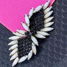 Load image into Gallery viewer, ❤️ Signed Carnegie Black White Rhinestone Pin

