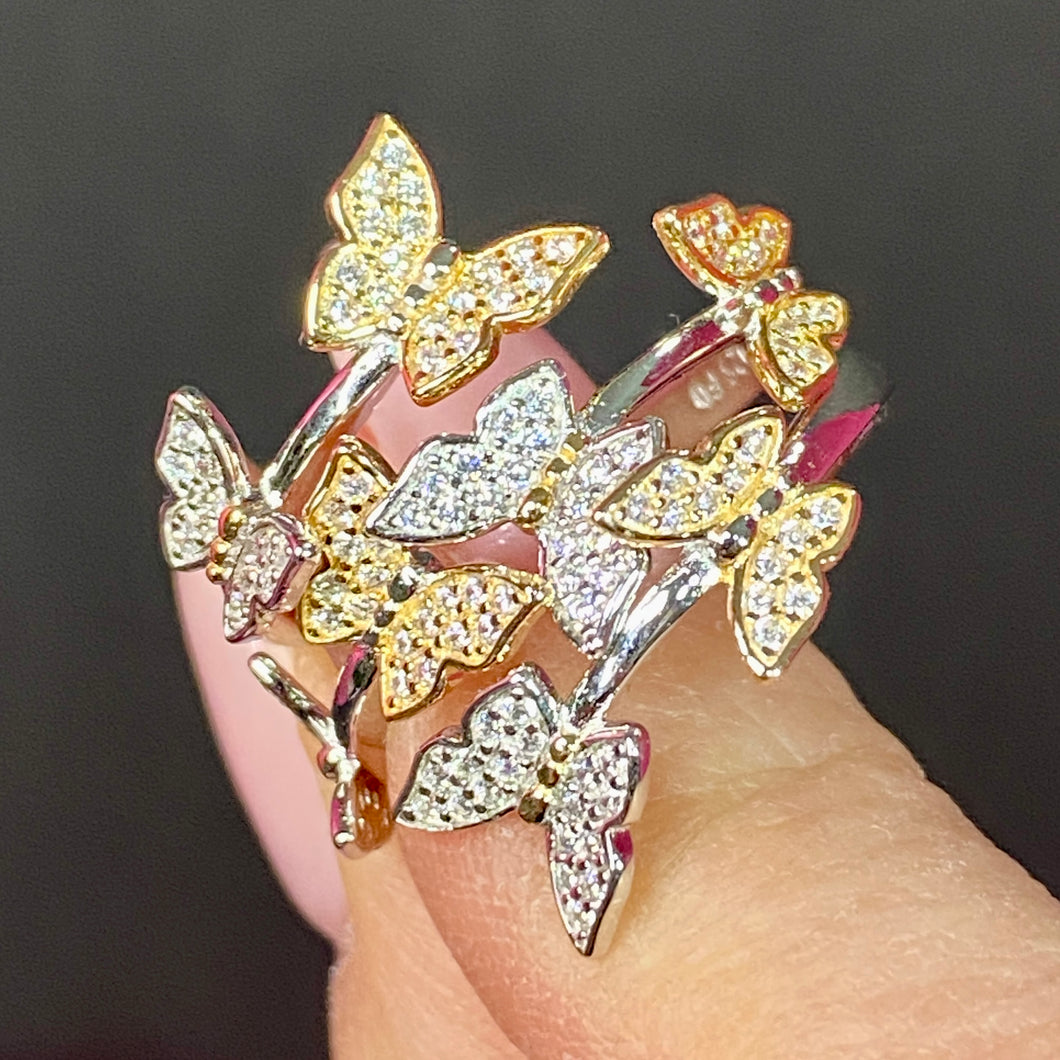 ❤️ Sterling Vermeil CZ Wrap Ring Set ( adjustable )