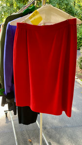 Red Wool Asymmetric Button Jacket with Skirt Carolina Herrera