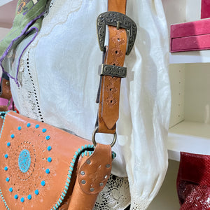 Tooled Leather Fringed Purse