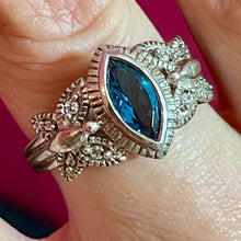 Load image into Gallery viewer, SS Blue Topaz Butterfly Detail Ring
