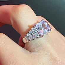 Load image into Gallery viewer, SS Fun Square Cut Lavender CZ Ring
