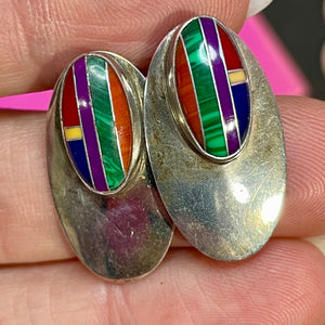 Sterling  Inlaid Gemstone Earrings