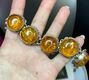 Huge Amber Sterling Bracelet