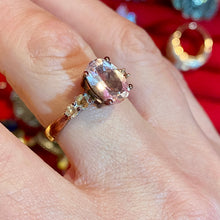 Load image into Gallery viewer, Rose Gold Over SS Morganite Ring faded plating as found

